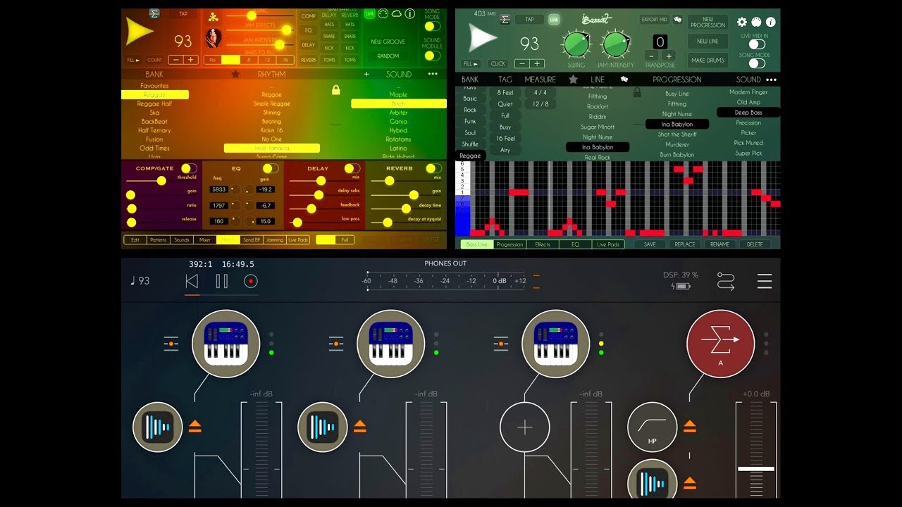 REGGAE DRUMMER - Send Effects - iBassist & Much More - BIG AUM Session - iPad Demo