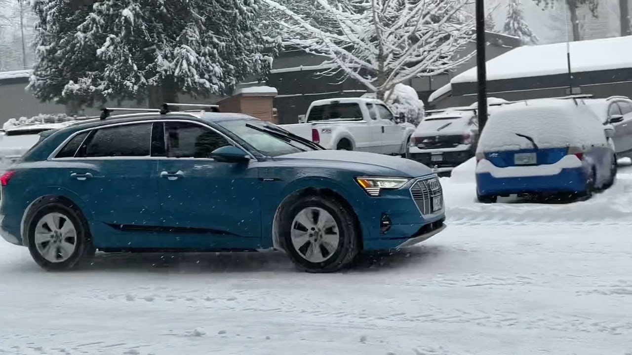 Audi e-tron driving in extreme winter conditions
