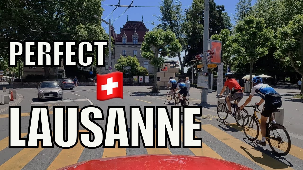 Driving Lausanne, the lakeside city on the north of Lake Geneva