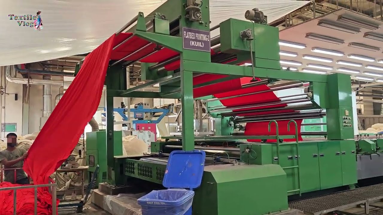 Flat Bed Screen Printing Process in a Factory
