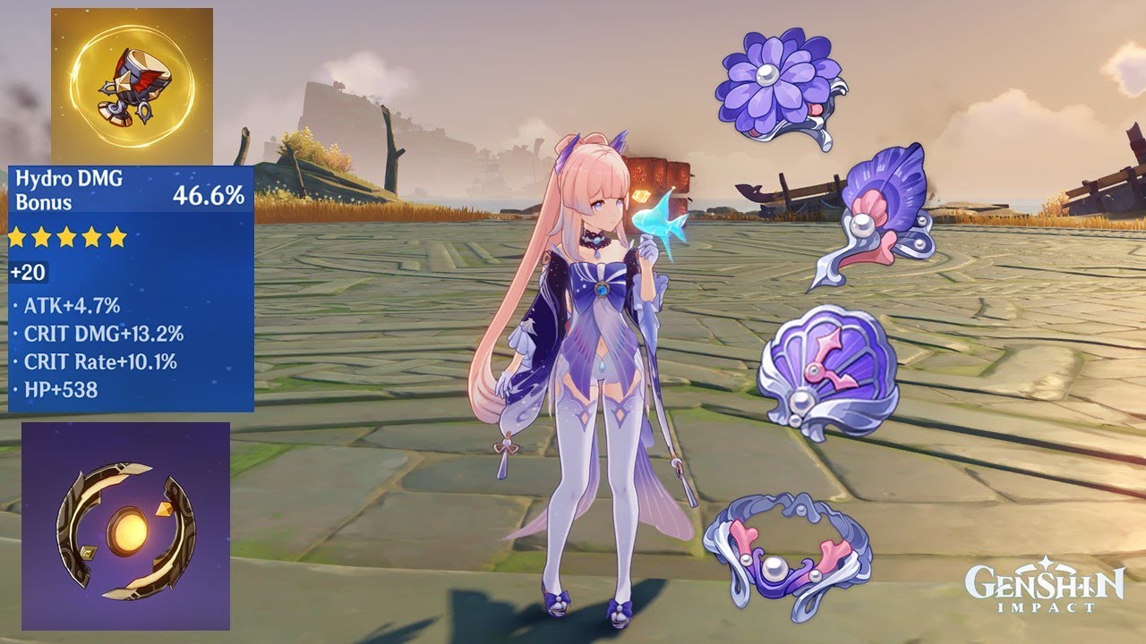 Kokomi Artifacts! Ocean Hued Clam Goblet Hydro - Genshin Impact
