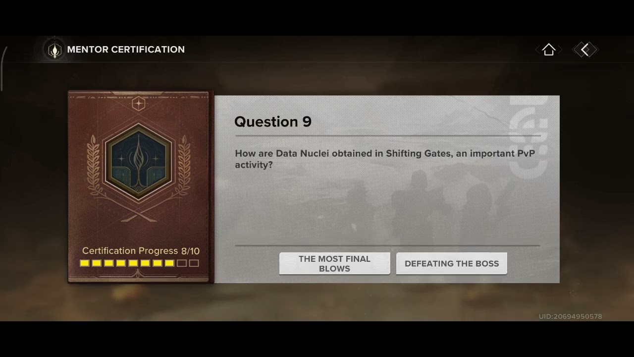 Destiny: rising -mentor handbook all code answer  (IOS,Android)