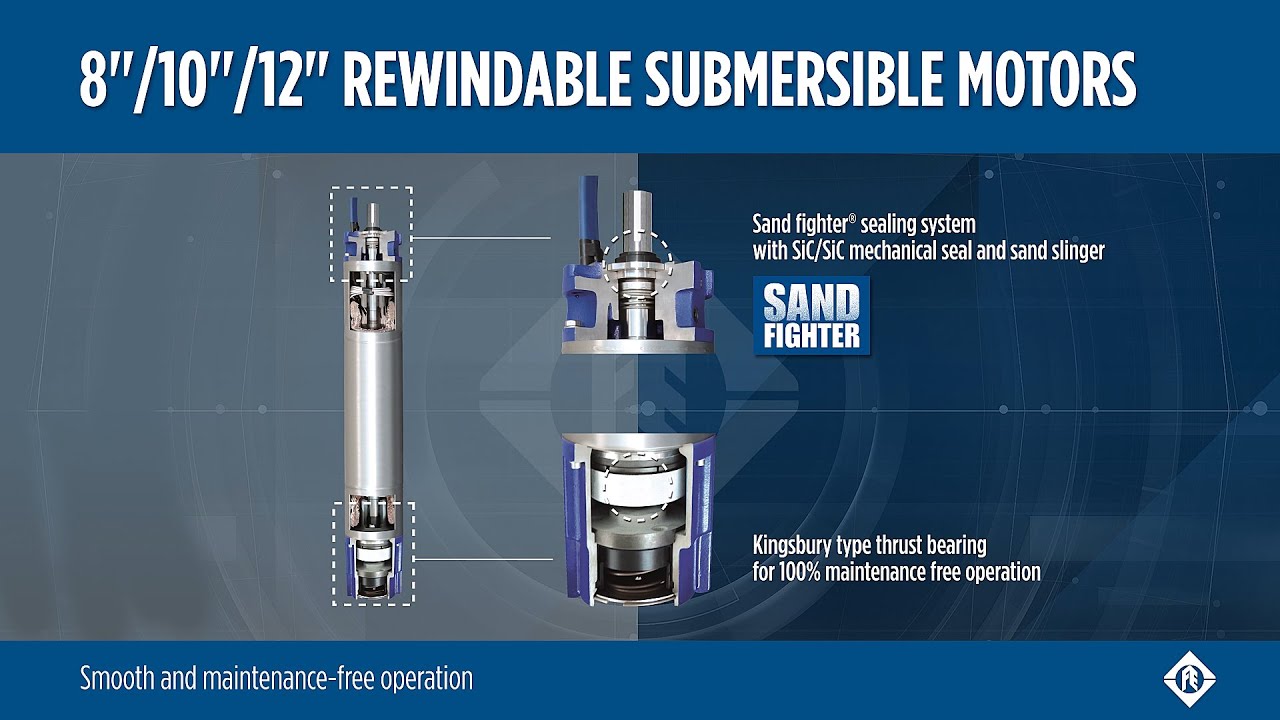 8/10/12-дюймовые перематываемые двигатели Franklin Electric