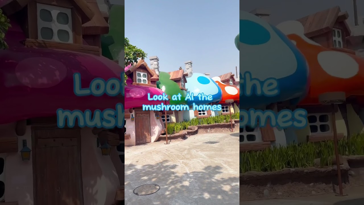 I WENT TO A MUSHROOM VILLAGE #shorts #dubai #dubailife #smurf #village #fun #food #trend #viral