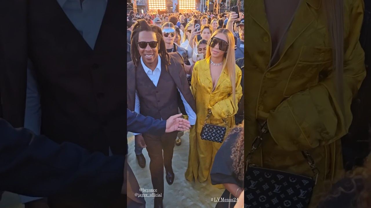 Beyonc&eacute; & Jay Z at the Louis Vuitton Menswear fashion show in Paris, France. #beyonce #jayz