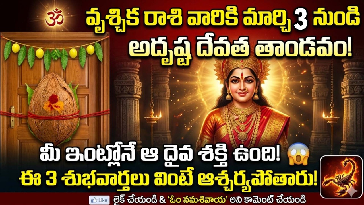 వృశ్చిక రాశి వారికి మార్చి 3 4 5 6 అదృష్ట దేవత తాండవం! 😱 3 శుభవార్తలు | Scorpio Horoscope March 2026