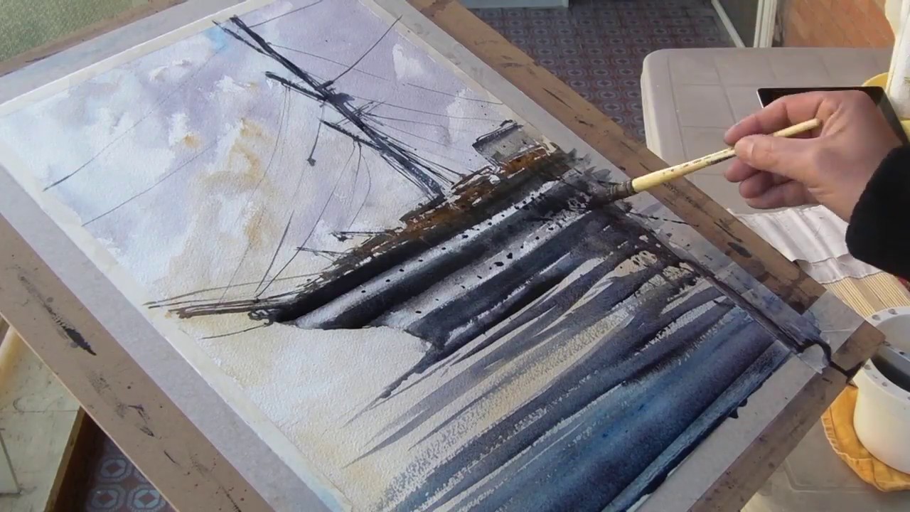 sailing ship in watercolor with Marco Catone