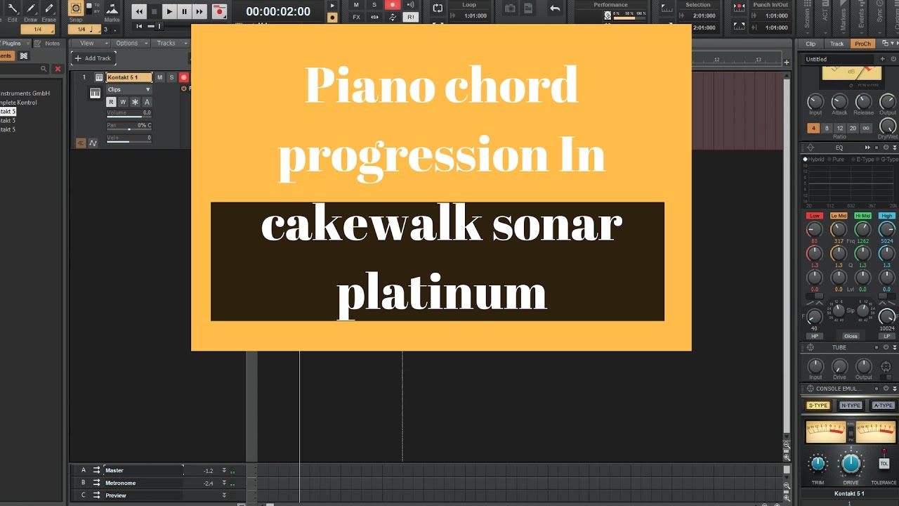 Piano chord progression In cakewalk sonar platinum