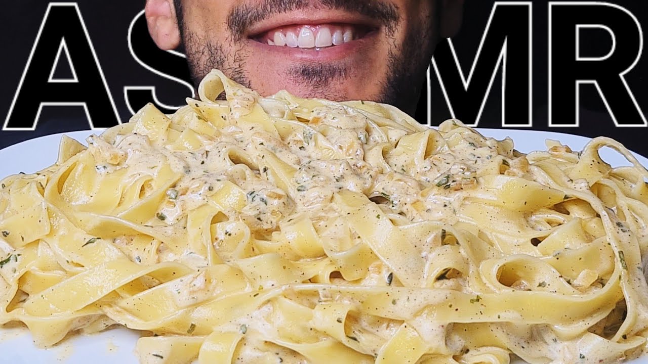 ASMR FETTUCCINE ALFREDO PASTA (EATING SOUNDS) NO TALKING MUKBANG