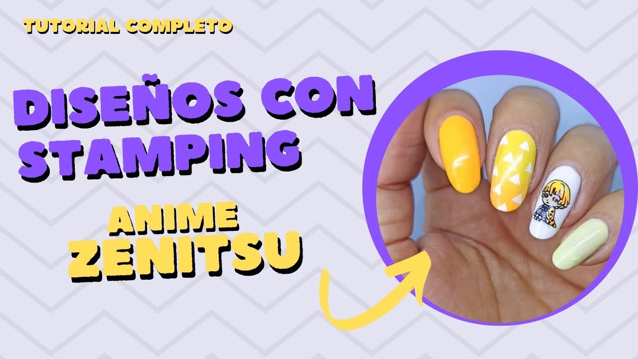 Diseños con STAMPING: TUTORIAL completo del diseño de uñas anime KNY Zenitsu 💅🏻