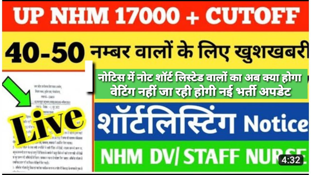 UP NHM 17000+ Waiting List | NHM Staff Nurse Waiting | Notice Update | Not Shortlisted Not Waiting