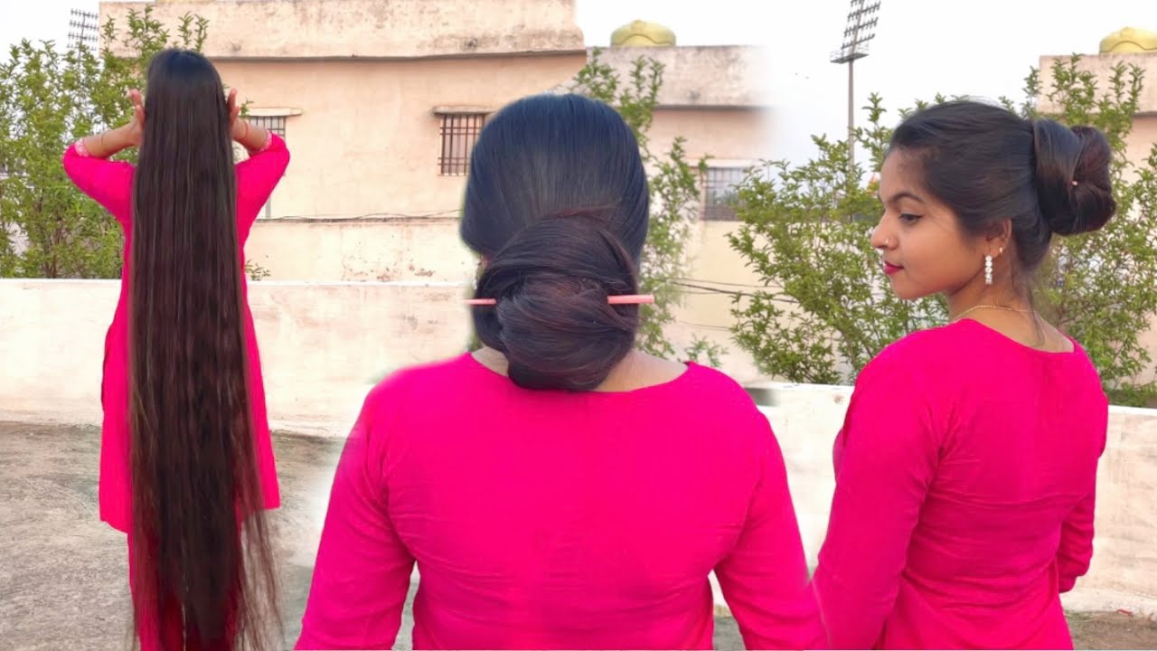 Long hair bun || tight bun || loose bun