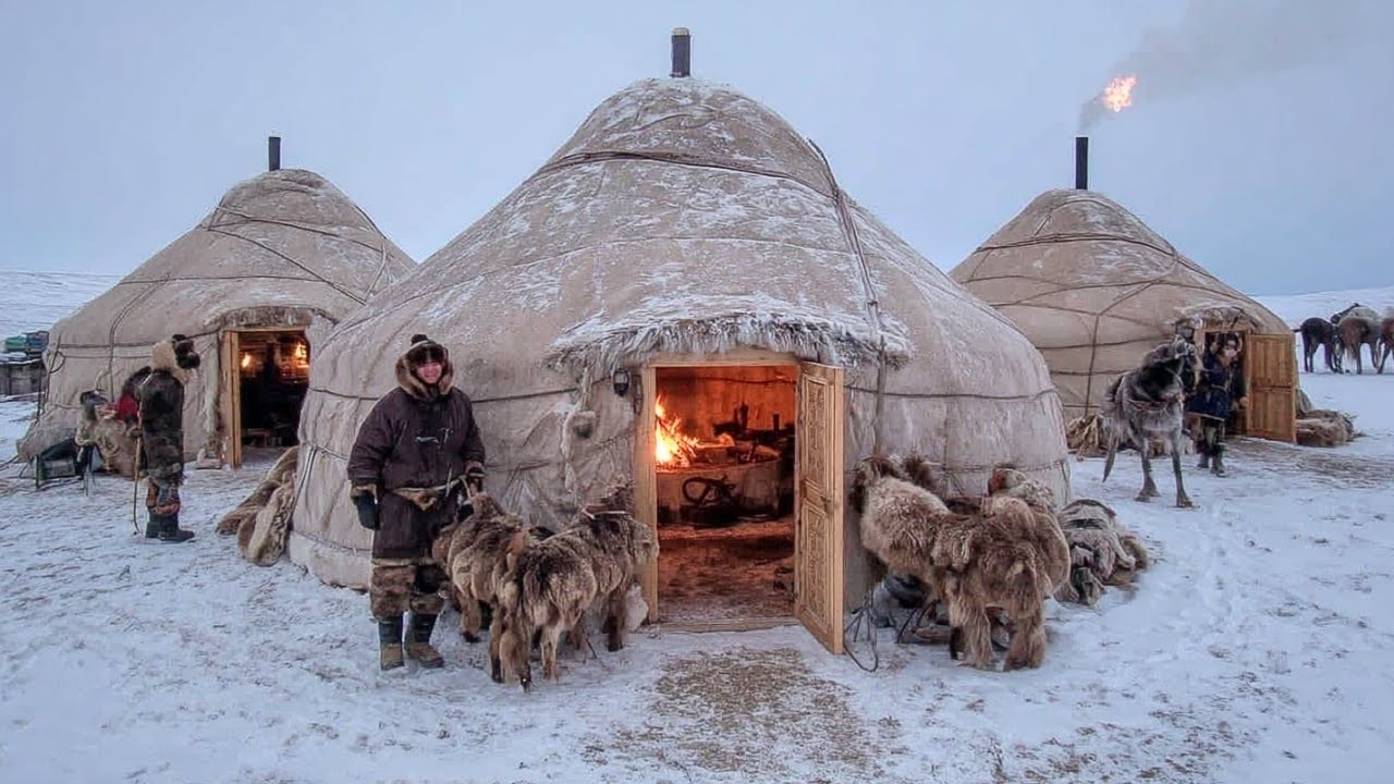 How Mongols Built & Survived In Yurtz At -50°C (-58°F ) In Brutal Winters