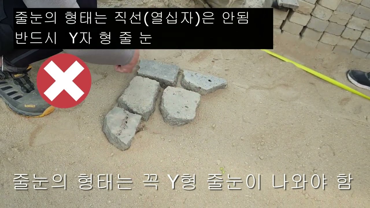6 판석포장판석깔기 판석포장  점판암 모르타르 40 콘크리트 100 잡석 100 Y형 줄눈 터파기 모래깔기 실띄우기 판석깔기