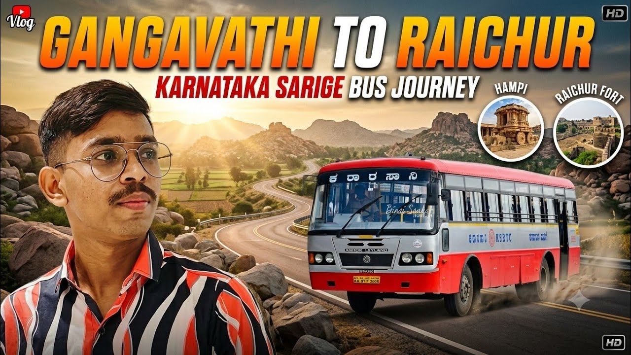 GANGAVATHI TO RAICHUR BUS JOURNEY IN KKRTC | KSRTC CABIN VIEW | TELUGU BUS VLOGS