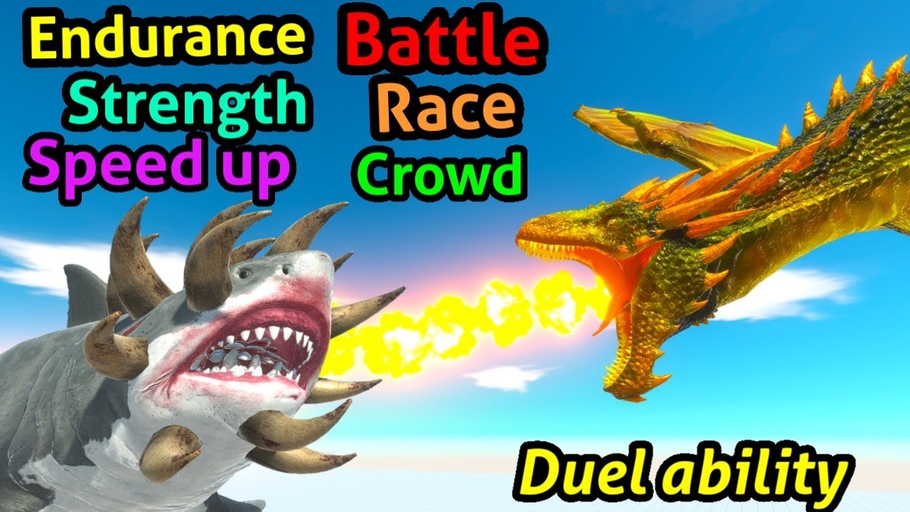 Battle ability Dragon vs muntant megalodon Animal Revolt Battle Simulator