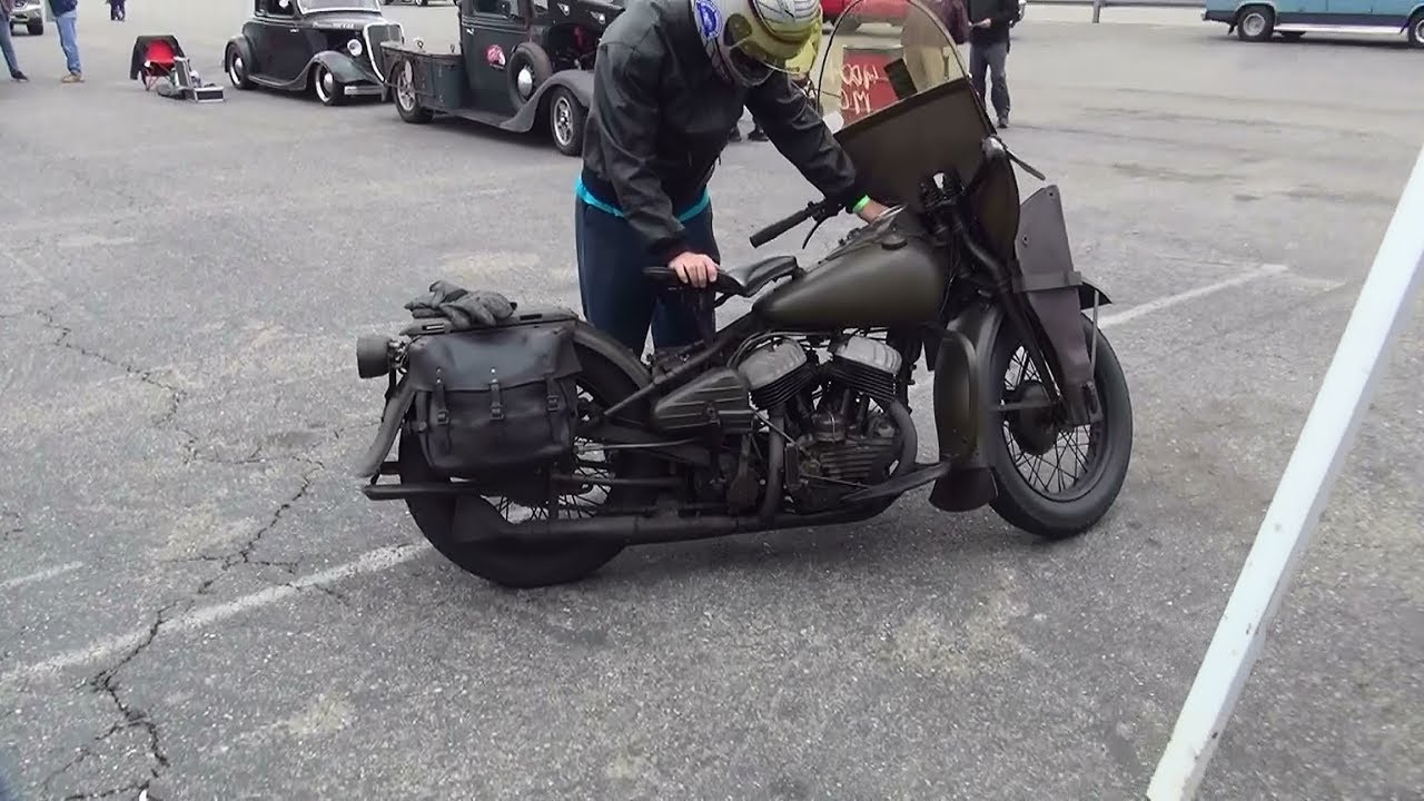 #1+ 1942 WLA 45 59ci flathead stroker drag race 2018 antique nationals WL harley tatro machine