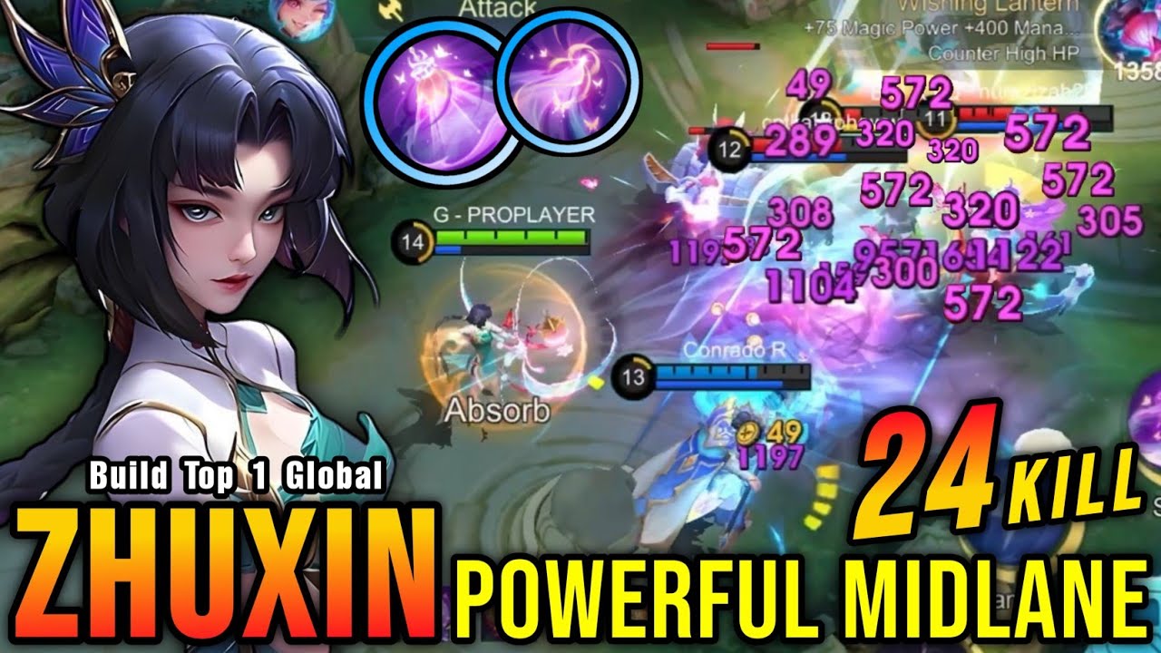 24 Kills!! Powerful Midlane Zhuxin 100% Annoying!! - Build Top 1 Global Zhuxin ~ MLBB