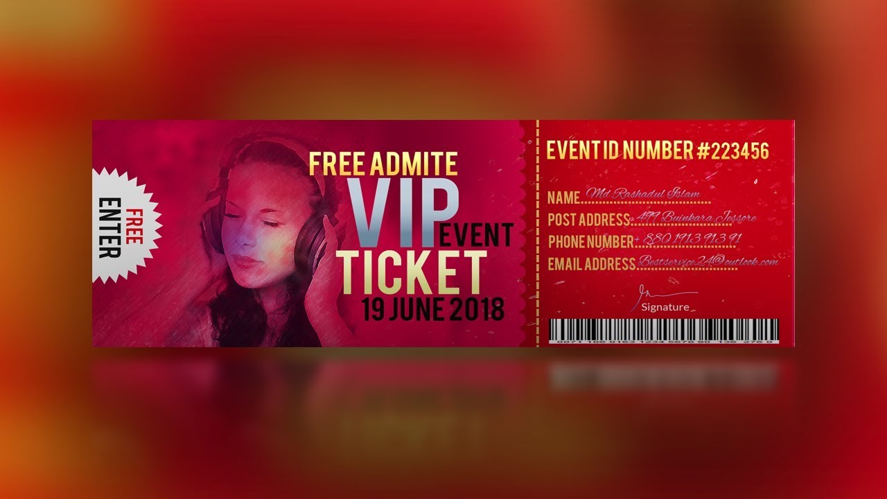 Event Ticket Design- Photoshop CC 2018