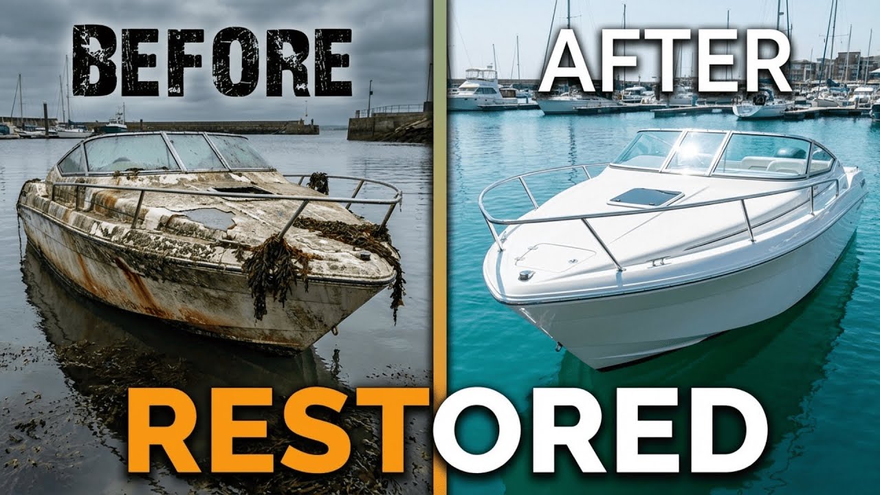 100% Rusted Speed Boat Found in Harbor — Complete ASMR Transformation to Marine White