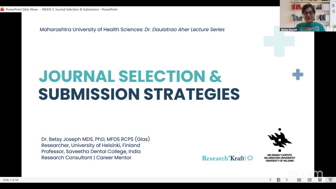 Dr. Daulatrao Aher Memorial Lecture Series : Journal Selection and Submission Strategy