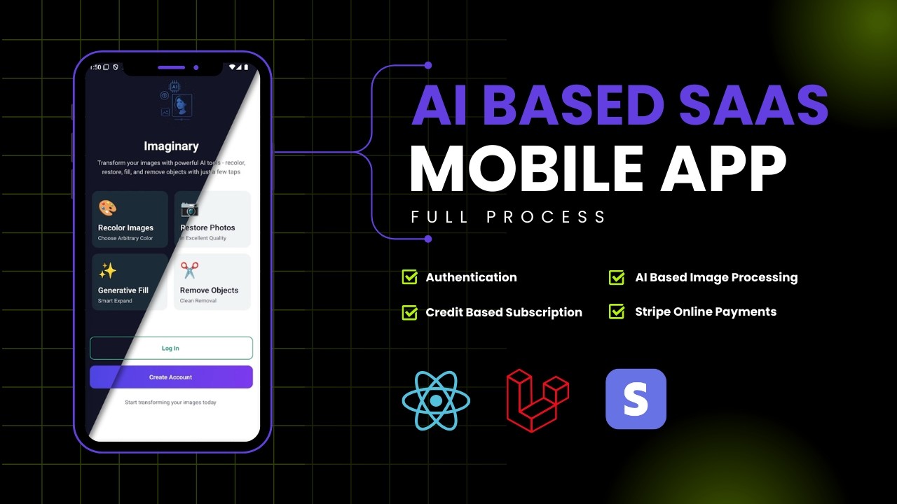 Build AI Based SaaS Mobile App with React Native and Laravel API - Full Process