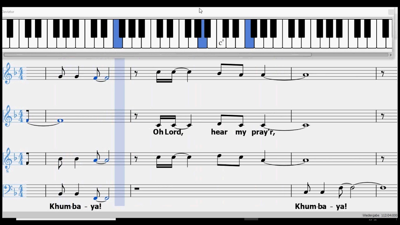 Khumbaya (sheet music of Soweto Gospel Choir version: S - A - T - B)