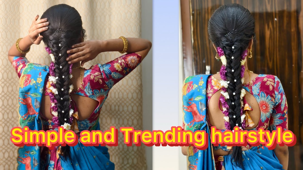 Simple and easy hairstyle in 5 Mins😍by using flowers