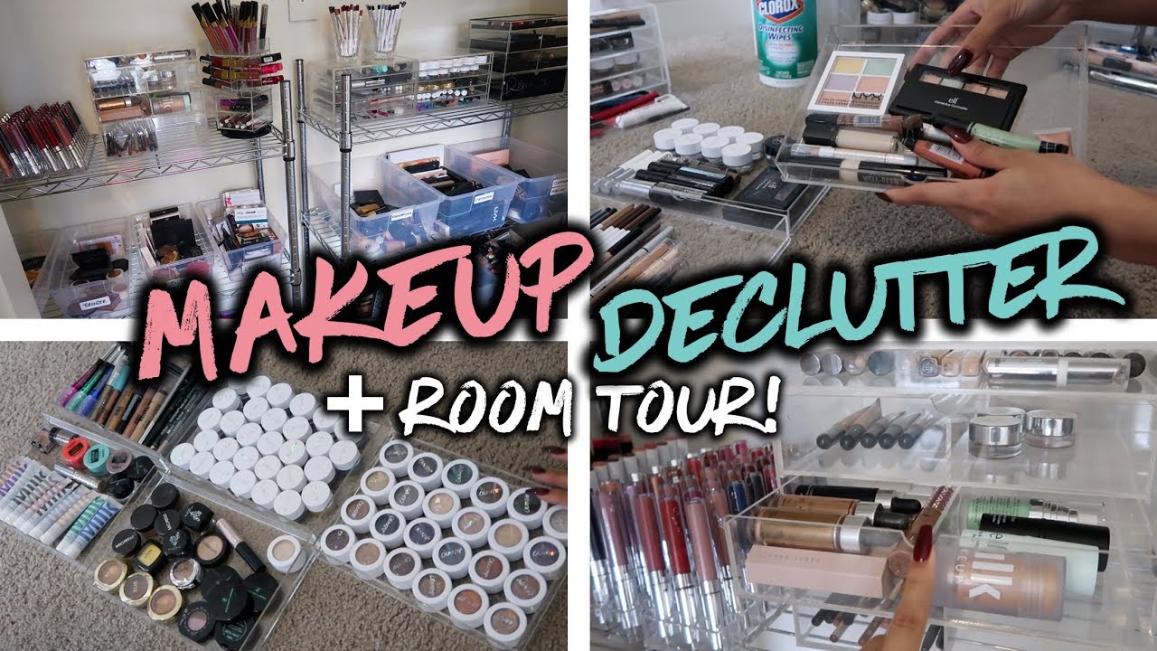 MAKEUP COLLECTION DECLUTTER + FILMING ROOM TOUR!