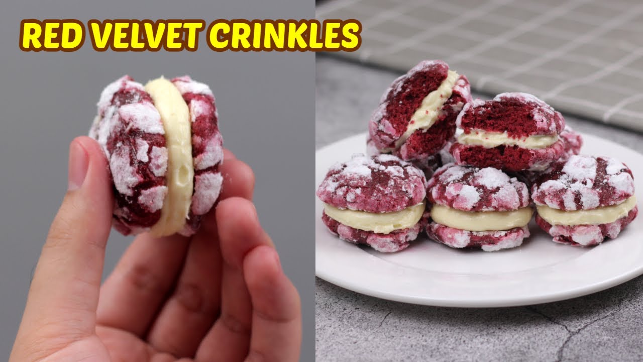 Red Velvet Crinkles with Creamcheese Fillings (Soft and Fudgy)