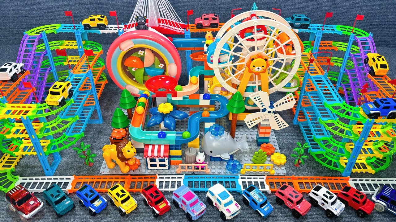 14minutes of satisfying Ferris wheel roller coaster and off-road vehicle track toy ASMR | Toy review