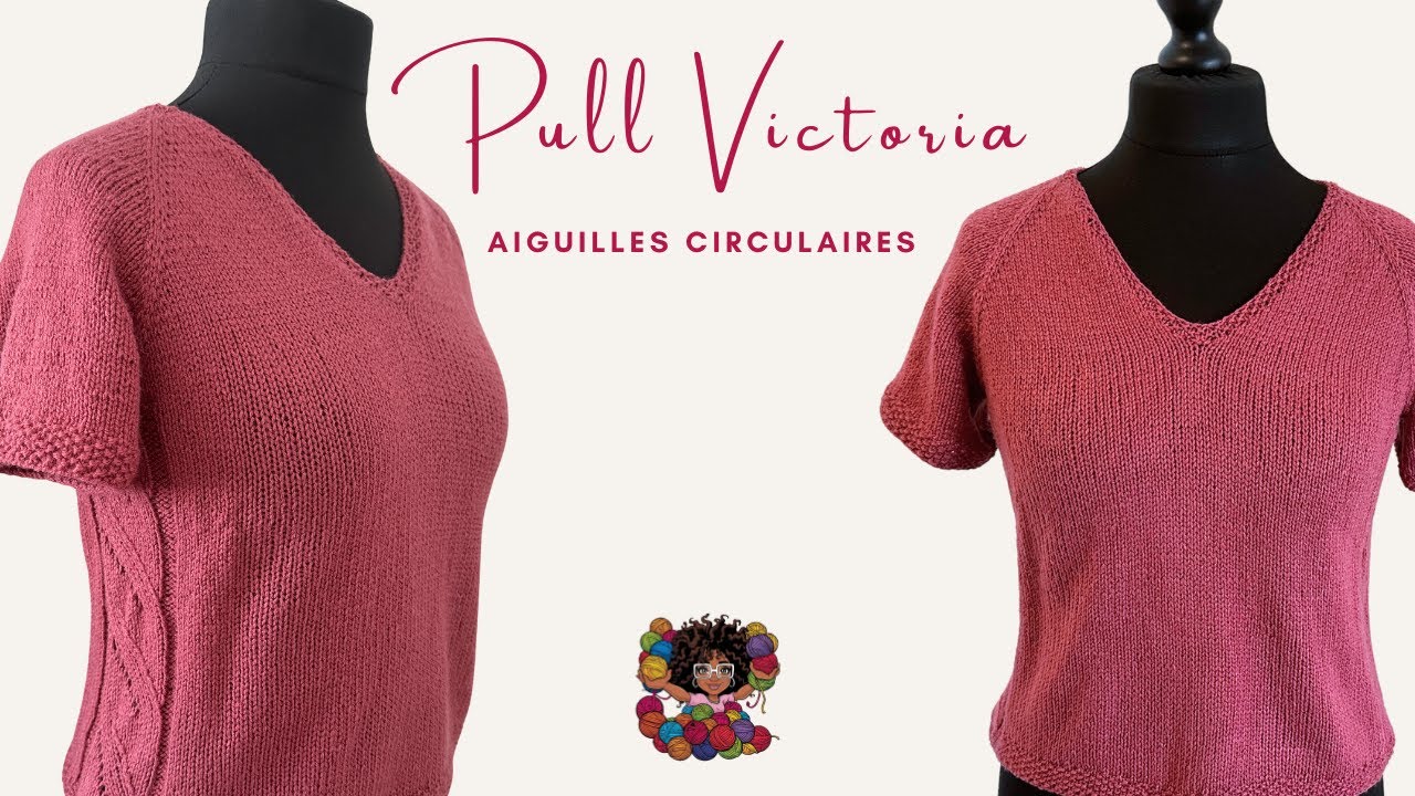 PULL VICTORIA  - Le pull col V aux aiguilles circulaires