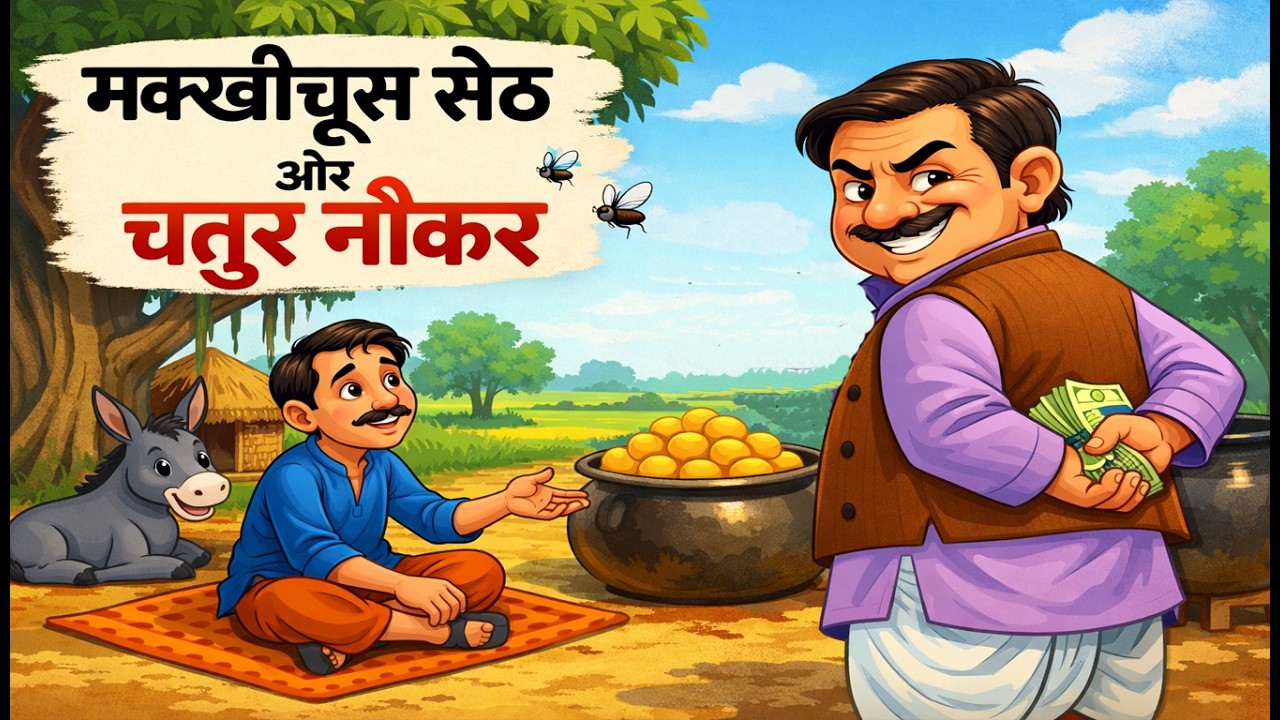 मक्खीचूस सेठ और चतुर नौकर। Hindi Moral Story । kahani । bed time story । cartoon story। Hindi कहानी
