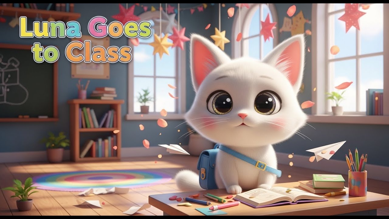 Luna Goes to Class 🐾 Cute 3D Cat Adventure | Pixar-Style Animation