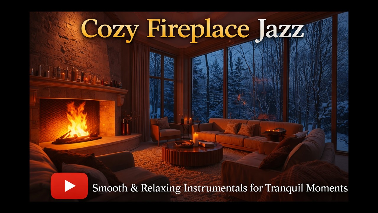 Cozy Winter Fireplace Ambience ❄️🔥 Relaxing Jazz