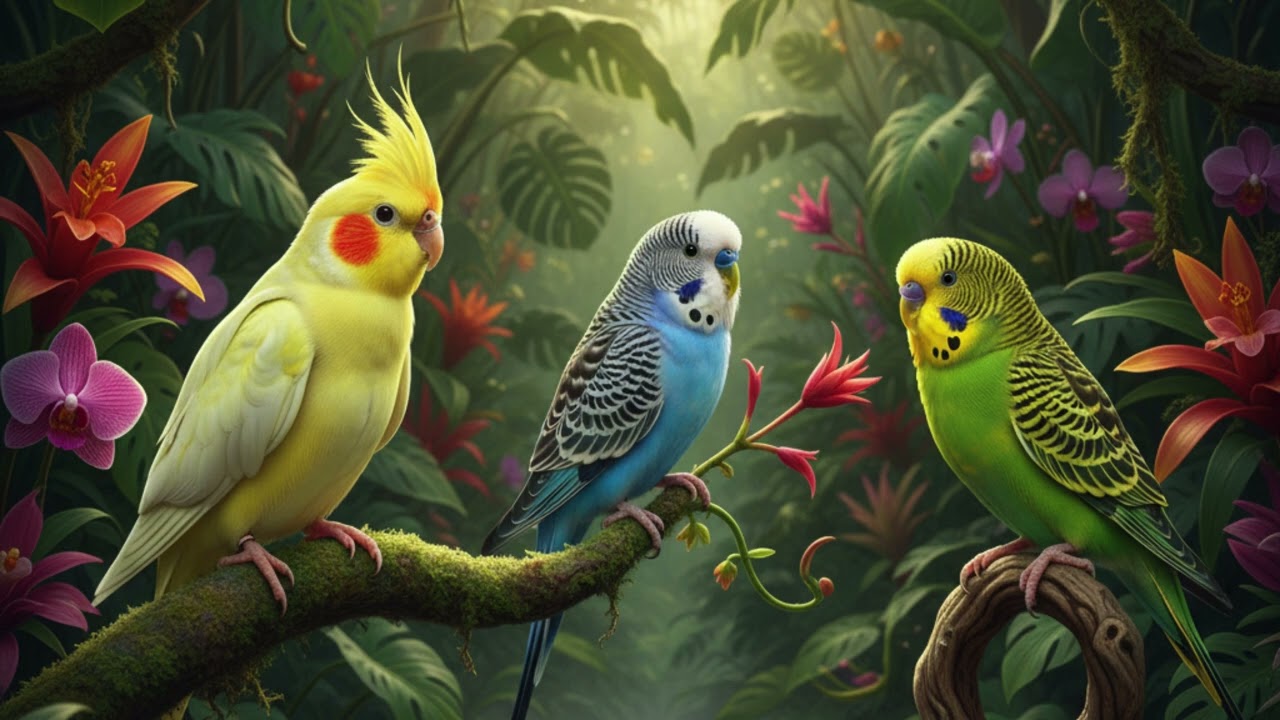 Cockatiel & budgie Birds Relaxing Music for study, exercise & Meditation - 04