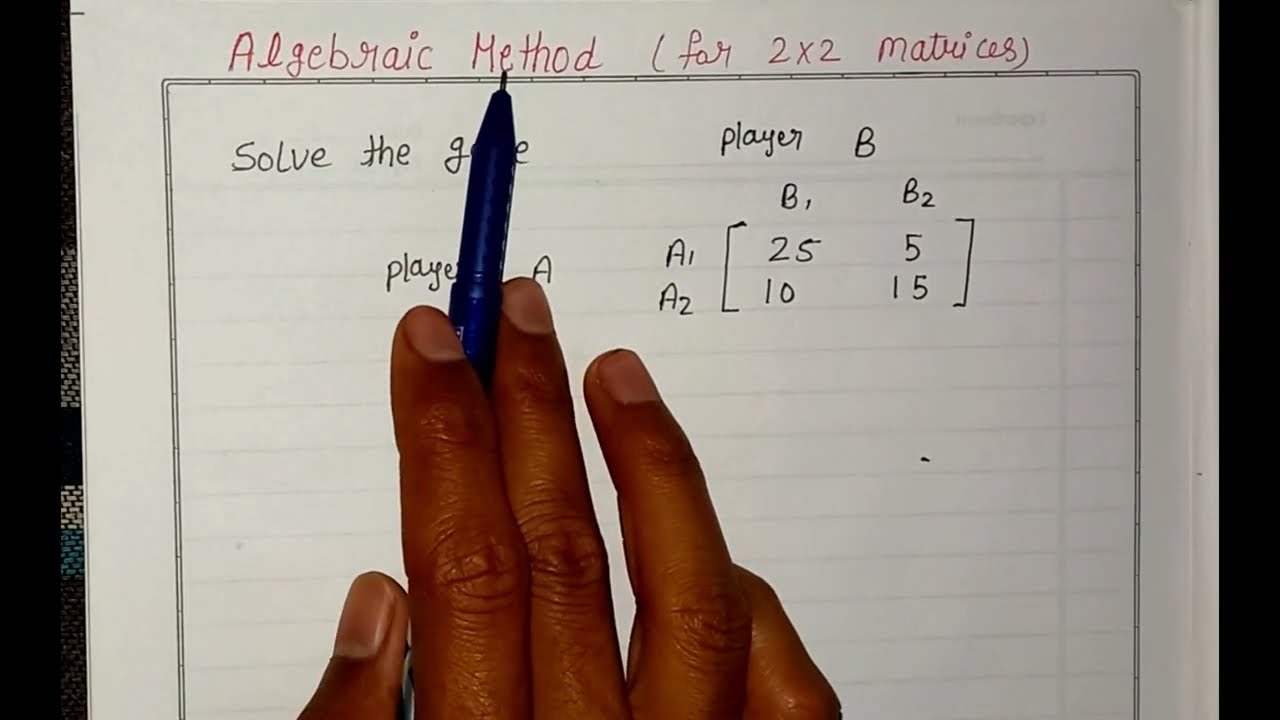 Algebraic method in game theory  | algebraic method operation research | algebraic method for 2×2