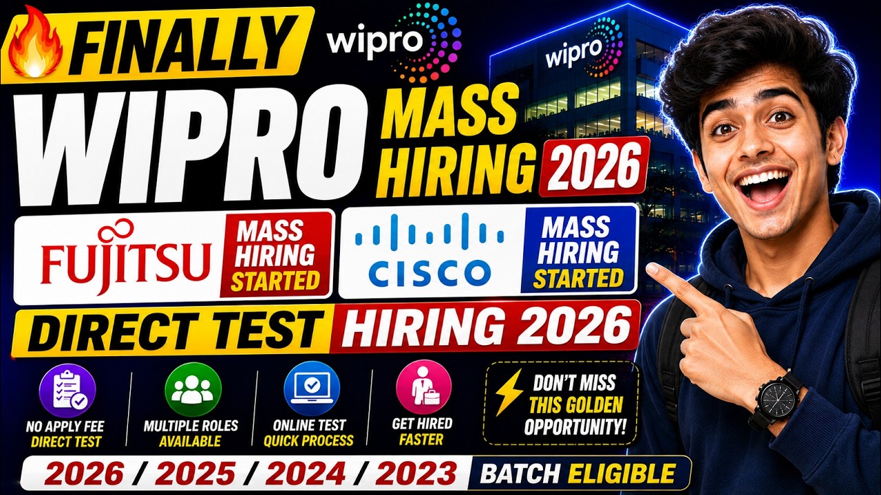 🔥Finally Wipro Mass Hiring 2026 | Fujitsu, Cisco Mass Hiring Started | Direct Test Hiring 2026