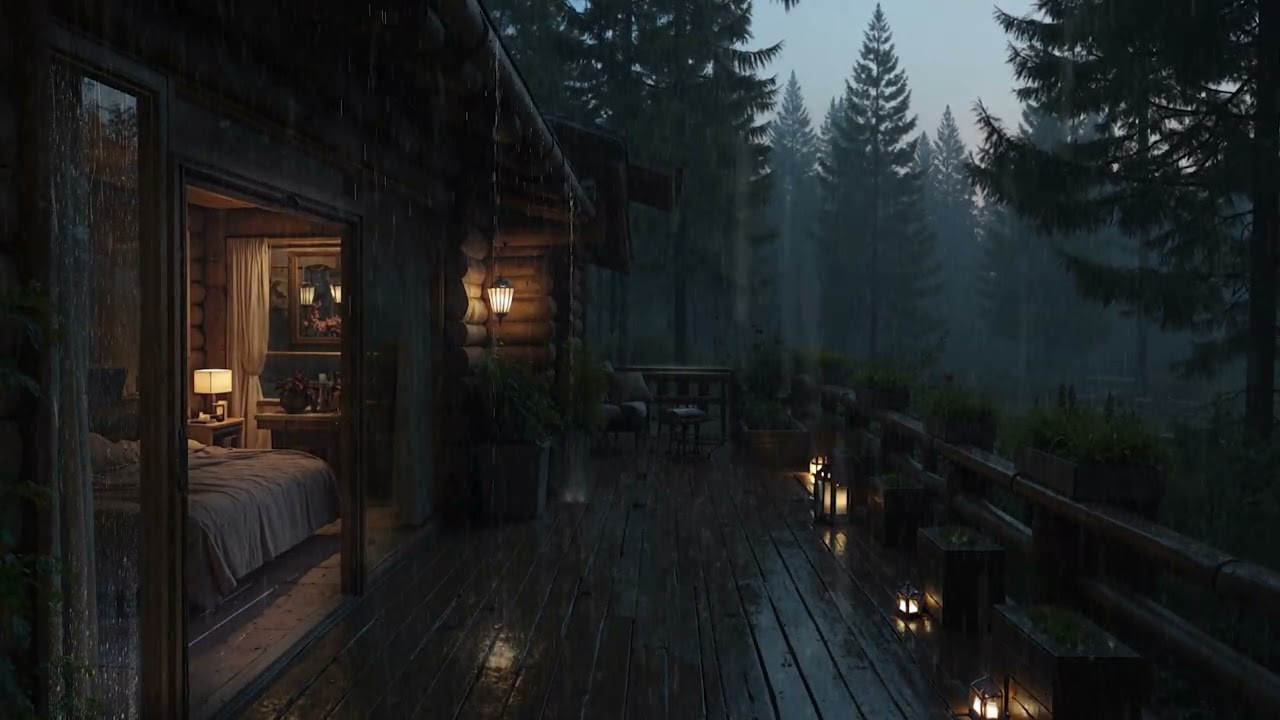 Gentle Rain Falling Softly on a Cozy Woodland Cabin 🌲 | Relaxing Rain Sounds for Deep Sleep