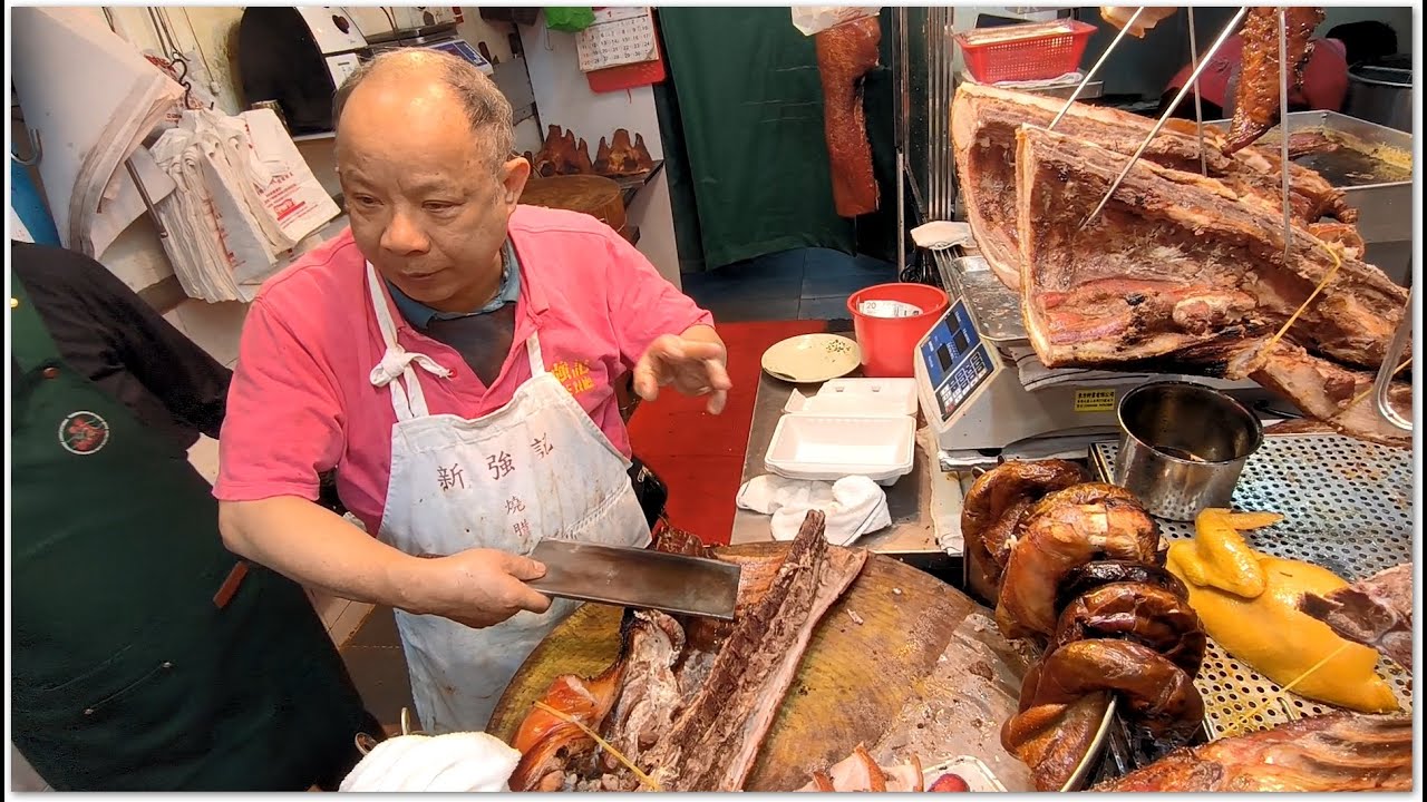 香港燒味 老闆親自出馬 神彩飛揚 Roast Pork Crispy Yummy Hong Kong Food 燒腩骨燒乳豬仍無加價 平民化價錢 香港美食 新強記燒臘飯店