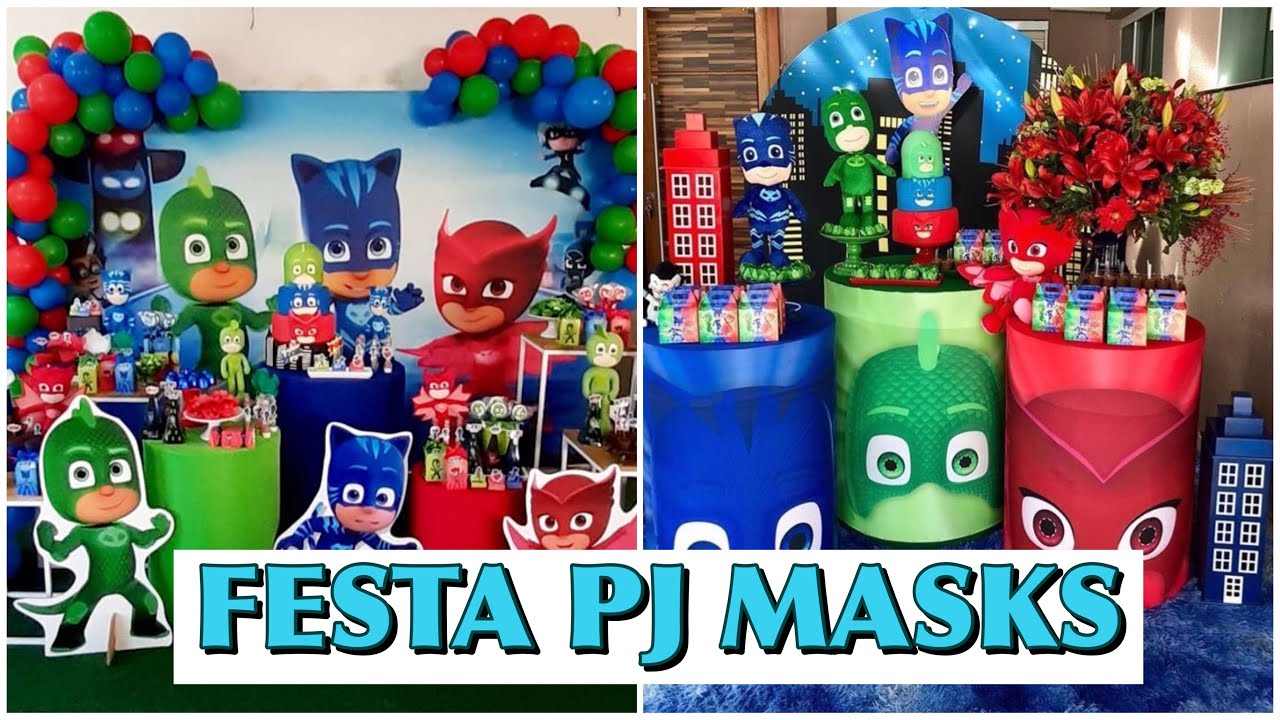 IDEIA DE DECORAÇÃO PARA ANIVERSÁRIO NO TEMA PJ MASKS - FESTA COM AMOR