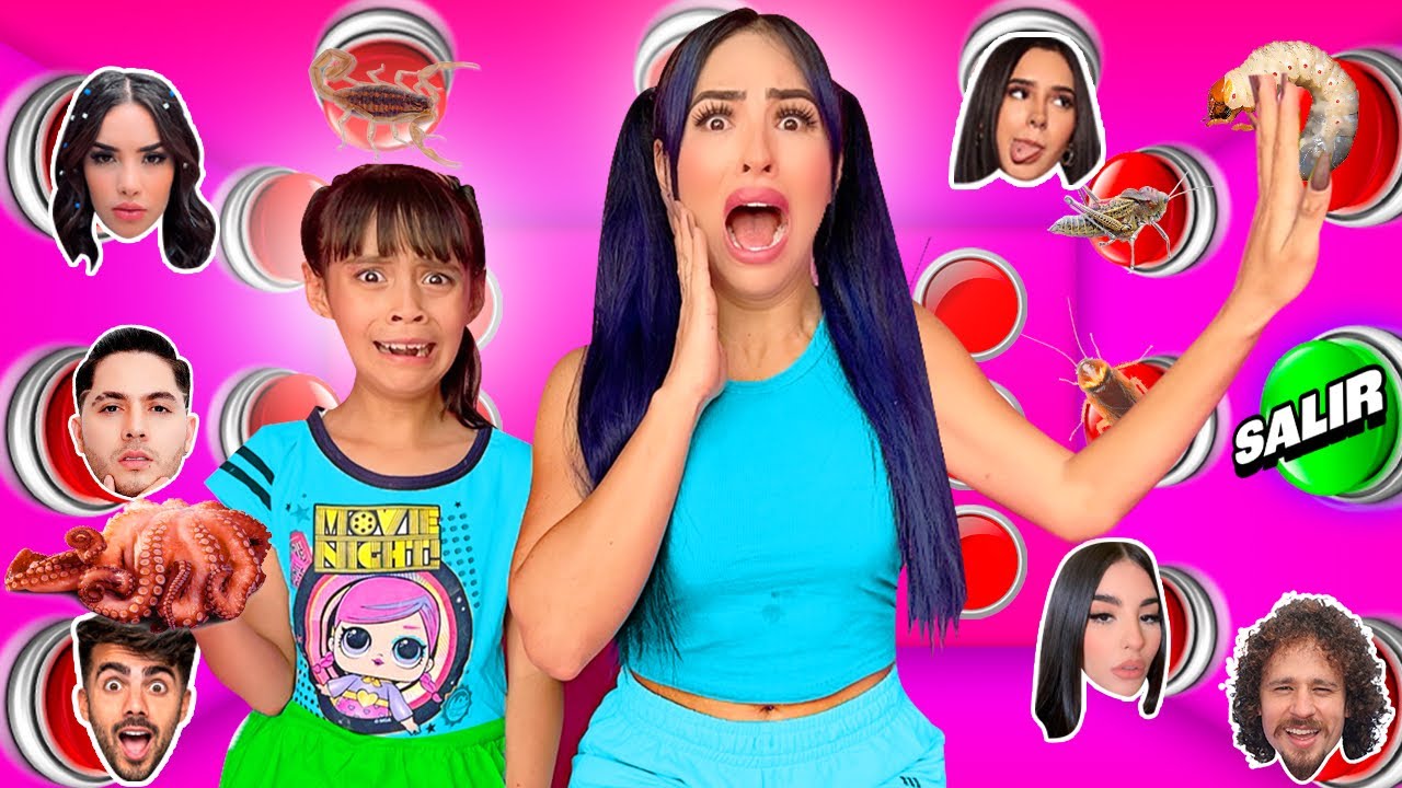 100 BOTONES MISTERIOSOS DE YOUTUBERS SOLO 1 PARA ESCAPAR 😰 &iexcl;Muy mala idea! | Karla Bustillos
