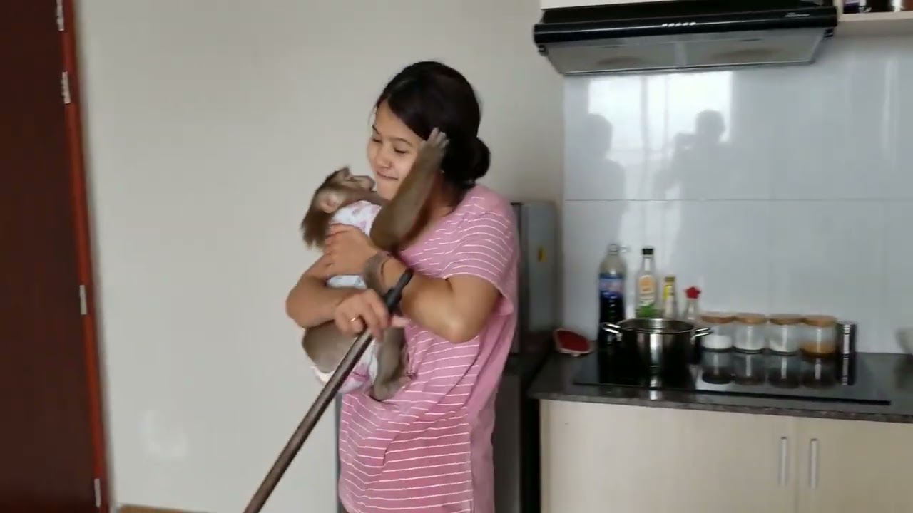 Monkey Baby Nui   Nui super stirring with Mom flipped
