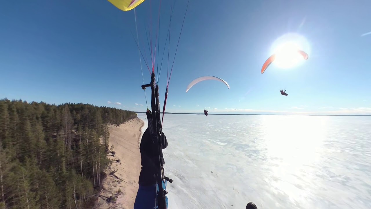 Varjoliito Ärjänsaari kevät 2020 / Paragliding sand dune on frozen lake