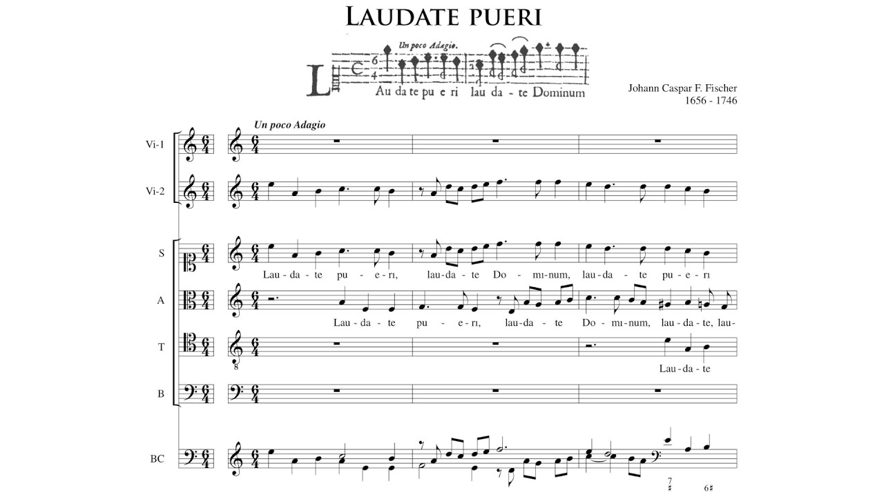 Johann Caspar Ferdinand Fischer (1656-1746): Laudate pueri {Score video}