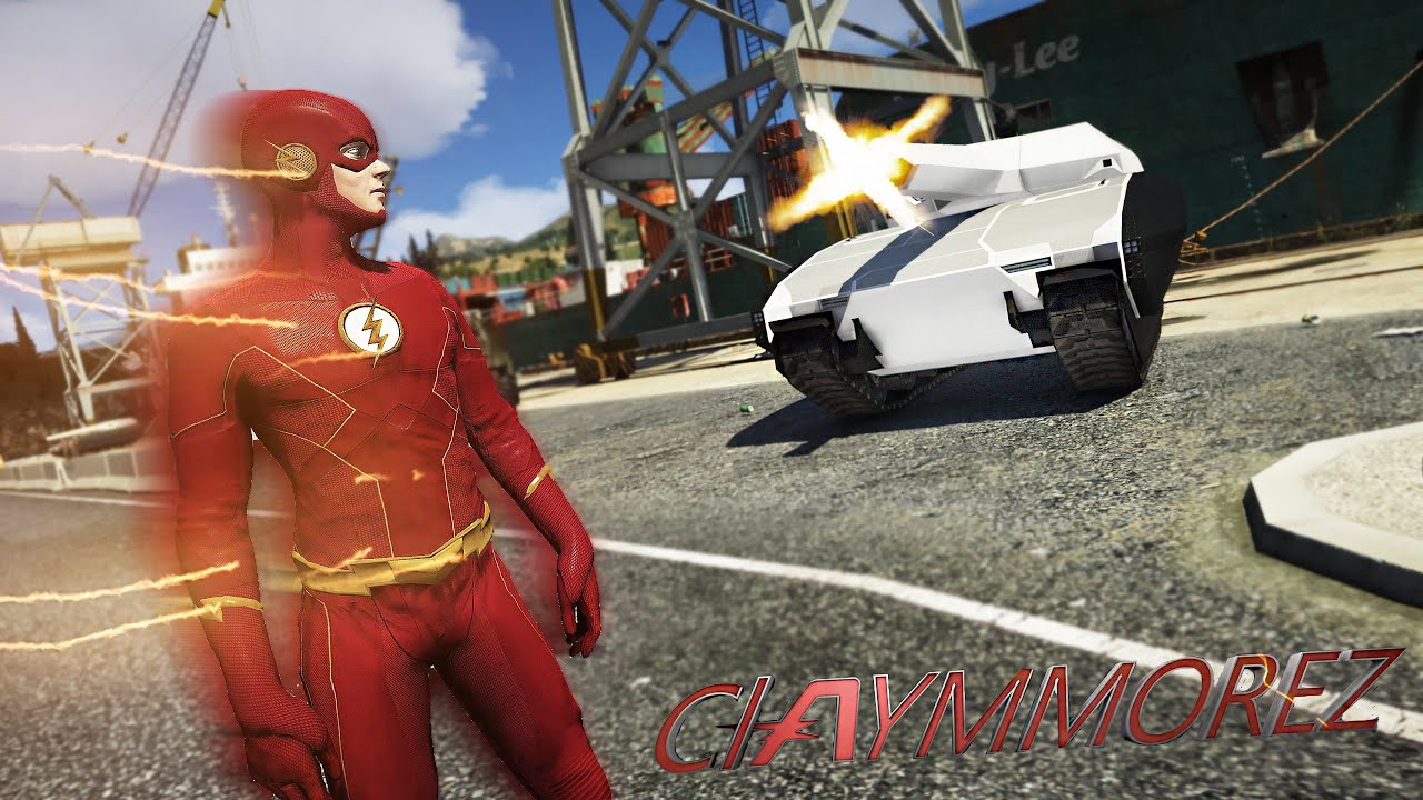 THE FLASH Saves people From Terrorists! VS Futuristic Tanks (GTA 5 Flash Mod)