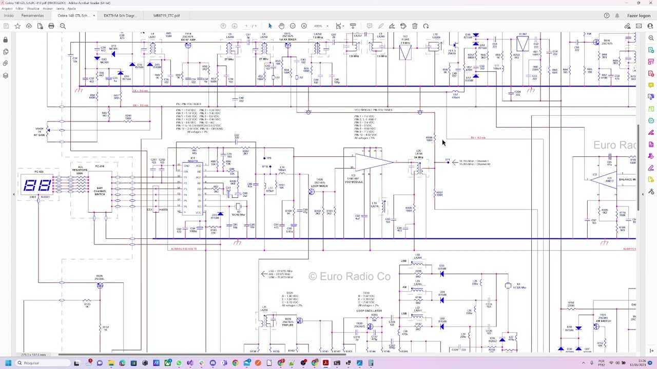 PLL, VCO, Mixer, FI e VFO COBRA 148 GTL PX Radio