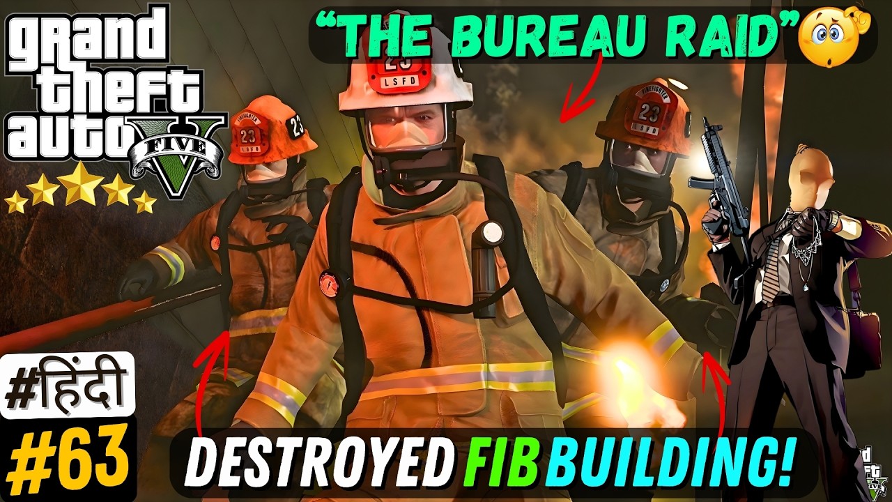 We Raid in the FIB building & Destroyed the Building to steal a Drive! GTA v MISSION #63 #gtav #gta