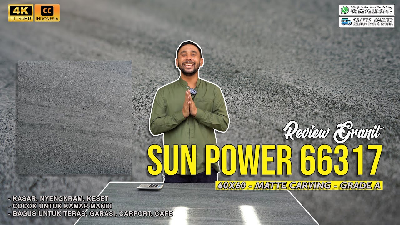 REVIEW GRANIT MATTE CARVING BEST SELLER, SUN POWER 66317 || 60x60 - KASAR, NYENGKRAM, & AMAN