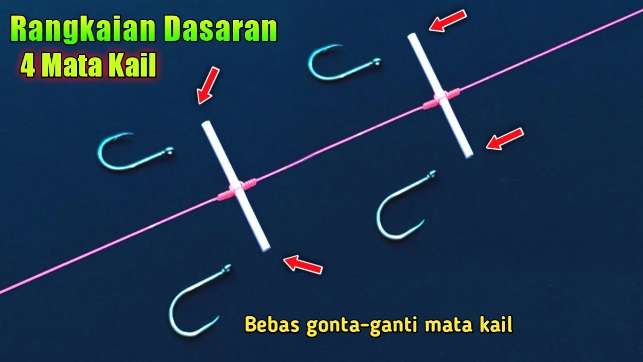 Cara membuat rangkaian pancing dasaran anti melintir - 4 Kail